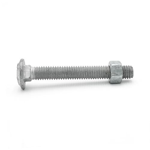 5/16"-18 x 5 (50 Pack) Galvanized Carriage Bolt Kit Grade 307A, Includes 5/16"-18 Hex Nuts (50 pcs), Hot Dip Galvanized for Exterior Use by Fastener Depot
