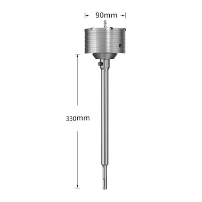 HUHAO Professional 3-9/16" (90mm) Concrete Hole Saw with 330mm Round Shank, Masonry Hole Cutter Set for Concrete, Brick, Cement, Stone, Wall Drilling - size: 3.5"(90mm)
