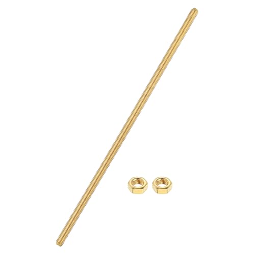 uxcell Brass Fully Threaded Rod, M4x0.7mm Pitch Right Hand Threads Studs with Solid Brass Hex Nuts, 150mm/6 Long Threaded Screw Rods Fasteners for Anchors Bolts Hangers Clamps - size: M4x0.7mmmm150mm