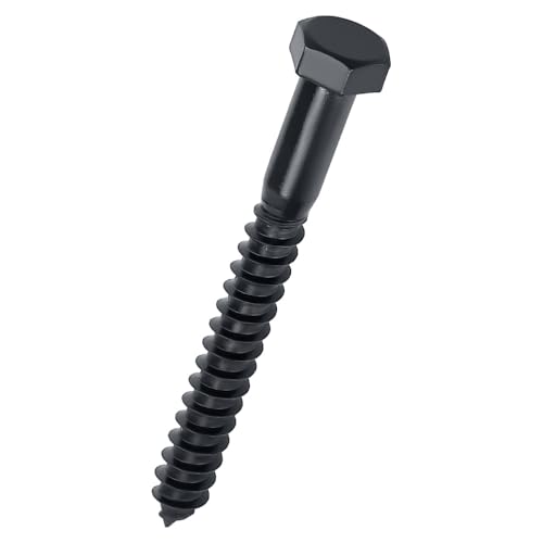 1/2 x 3 Black Hex Head Lag Screws Bolts (8 pcs), 304 Stainless Steel 18/8, Black Oxide Coated, Partial Thread, Deck Screws, Heavy Duty Hex Head Wood Lag Screws, Fayeploo - size: 1/2 x 3"