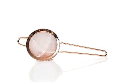Bull in China Fine Mesh Strainer with Handle - Copper Finish | Bar Hand Strainer | Wire Mesh Cocktail Strainer | Strainer for Bartending - color: Copper Plated