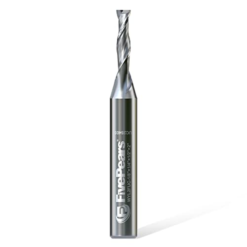 FivePears Up Cut Spiral Router Bit for CNC, 1/8 inch Cutting Diameter and 1/2 inch Cutting Length 1/4 inch Shank Carbide End Mill Router Bit for Wood Carving Engraving Grinding Grooving - size: 1/8" Dia - 1/2" CL - 1/4" Shank, style: Up Cut