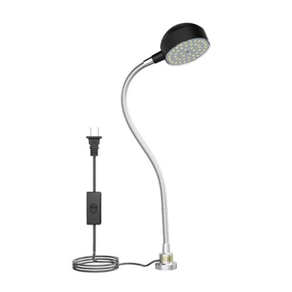 LED Magnetic Machine Light, 15W high Brightness Work lamp,Flexible Gooseneck lamp with Strong Magnetic Base for Lathe and Industrial Machine,Round Base 110-220V