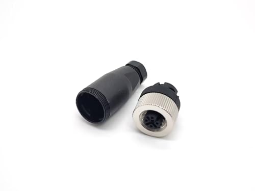 2PCS M12 4 Pin Female Connector A Code Straight Socket Panel Aviation Wire Field Wireable Connector 12mm Industrial Circular Connector,Outdoor Waterproof IP67 for 22AWG 0.34mm² Cable