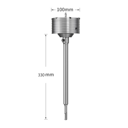 HUHAO Professional 4" (100mm) Concrete Hole Saw with 330mm Round Shank, Masonry Hole Cutter Set for Concrete, Brick, Cement, Stone, Wall Drilling - size: 4"(100mm)