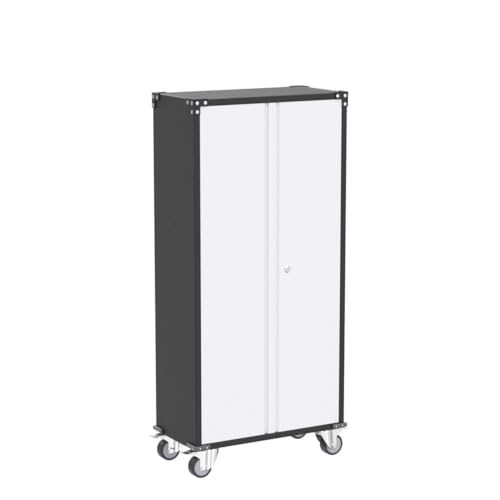 Reemoon 71" H Metal Garage Storage Cabinet with Wheels,Grey&White - color: White, size: 31.5" W x 16" D x 71" H