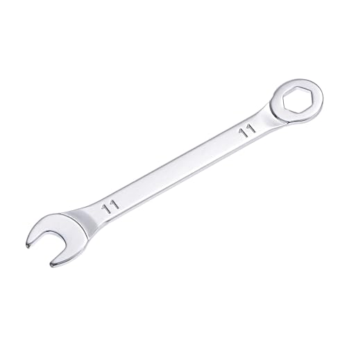 uxcell Thin Combination Wrench with Offset 6-Point End and Angled Open End, Metric Mirror-Chrome Plated High Carbon Steel, for Household Repairs, 11mm - size: 11mm