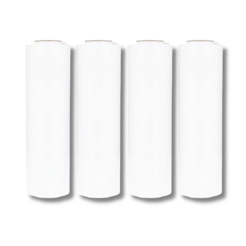PSBM Dark White Stretch Wrap, 4 Rolls 18 Inch x 1000 Feet 100 Gauge, Heavy Duty Plastic Wrap Industrial Strength Shrink Film for Moving, Packing & Shipping - color: White, size: 4 Rolls