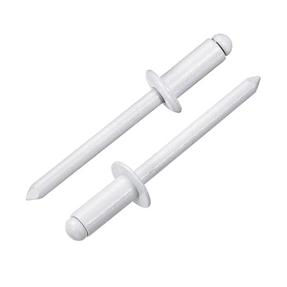 uxcell 100Pcs 3/16" x3/8" Aluminum Blind Rivets, Aluminum Grip and Steel Mandrel, Dome Head Long Split Rivets for Metal, Furniture, Automotive, White - color: White, size: 3/16"x3/8"