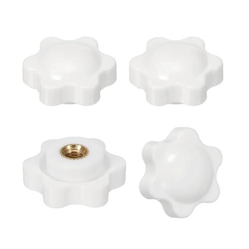 PATIKIL M5 x 25mm Thread Star Knobs, 4 Pcs 6 Star Knurled Tightening Screw Clamping Knob Handle for Umbrella Base Replacement, White - color: White, size: 5mm x 25mm