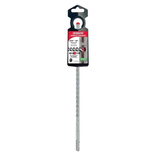Diablo Rebar Demon SDS-Plus 4-Cutter Full Carbide Head Hammer Drill Bit - size: 12" Length x 3/8" Dia