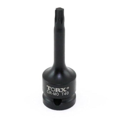 TEMO T40 3" Torx Star 6 Point Black Impact Bit Socket 1/2" Square Drive - size: T40