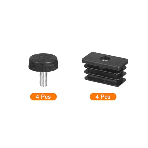 uxcell 4 Set Leveling Feet, 20x40mm Plastic Adjustable Furniture Leg Leveling Rectangle Tube Insert Screw-in Glide Levelers Fit Hole 20mm for Table Chair Furniture, Black - size: 20x40mm
