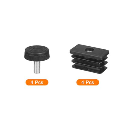 uxcell 4 Set Leveling Feet, 20x40mm Plastic Adjustable Furniture Leg Leveling Rectangle Tube Insert Screw-in Glide Levelers Fit Hole 20mm for Table Chair Furniture, Black - size: 20x40mm