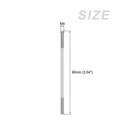 METALLIXITY Double Ended Stud Screws (M4 Thread 90mm Length) 10pcs, 304 Stainless Steel Dual Threaded Rod Bolts - for House Maintenance - size: M4x90mm