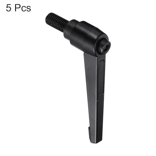 uxcell 5pcs Adjustable Clamping Lever Handle M12 x 25mm Metric Black Oxide Carbon Steel Male Threaded Stud Hand Knobs Ratchet Rotating Screw Handles Bolts with Locking Lever Black - size: M12 x 25mm