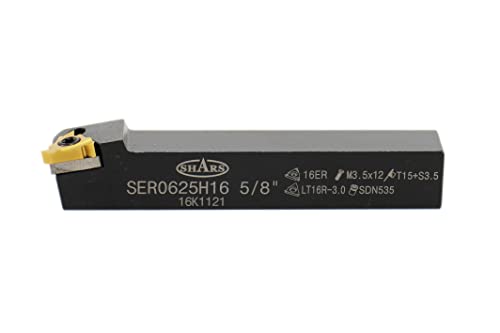 Shars 5/8" SER-0625-H16 RH External Indexable Threading ToolHolder with 16ER Carbide Insert 404-1280 P] - size: 5/8" x 4", style: Right Hand