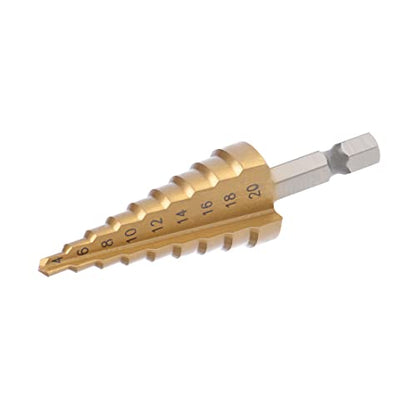 uxcell Step Drill Bit HSS 4mm to 20mm 9 Sizes Straight Flutes Hex Shank