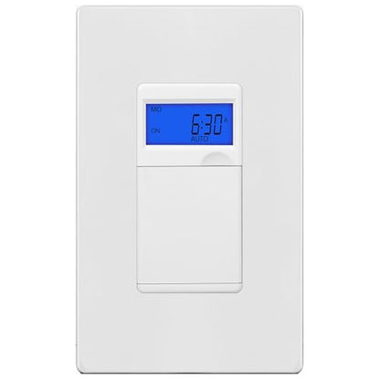ENERLITES 7-Day Programmable Timer Switch, with Blue Backlight - color: White, size: In-wall With Backlight