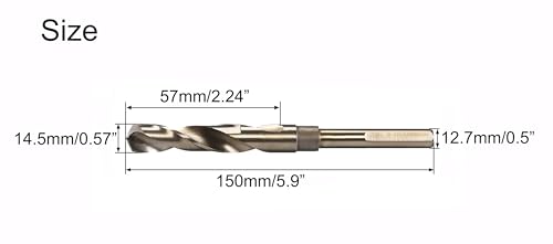 NACX 14.5mm Reduced Shank Cobalt Drill Bit, HSS 6542 High-Speed Steel Twist Drill Bits with 1/2” Shank for Stainless Steel Alloy Metal Plastic Wood - size: 14.5mm