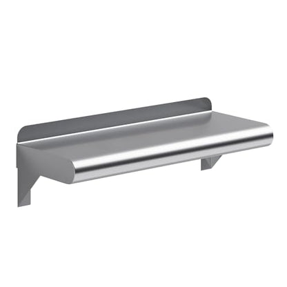 AmGood Narrow 6 in. Deep x 16 in. Wide Stainless Steel Wall Mount Shelf with Backsplash - Bathroom, Restroom & Spice Storage | NSF 18-Gauge 430 | Bullnose Edge, Brackets Included - size: 16 in. x 6 in.