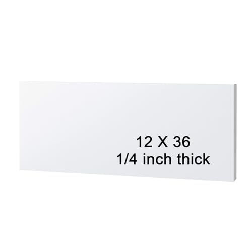 HDPE Sheet 1/4-12" x 36" High Density Polyethylene Sheets with Protective Film 1/4 Thick HDPE Plastic Sheet Board Solid Plastic Block for Flat Panel DIY Projects Machining Home (White) - color: White, size: 12“x36"x1/4"