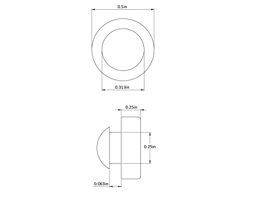 Push-In Rubber Bumper Tight-Grip Stem - Fits 1/4" Hole - Bumper is 1/2" Diameter 1/4" Height For Use in 1/16" Panel Thickness (4)