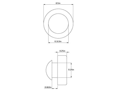 Push-In Rubber Bumper Tight-Grip Stem - Fits 1/4" Hole - Bumper is 1/2" Diameter 1/4" Height For Use in 1/16" Panel Thickness (4)