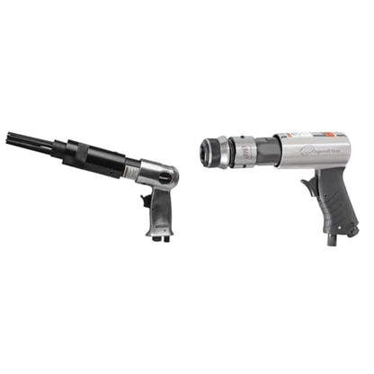 PowerMate Vx 024-0299CT Air Needle Scaler & Ingersoll Rand 114GQC Air Hammer - 3 PC Chisel Set with Tapered Punch, Panel Cutter, Flat Chisel, 2-5/8 Inch stroke, 3500 BPM, Lightweight, Compact, Gray
