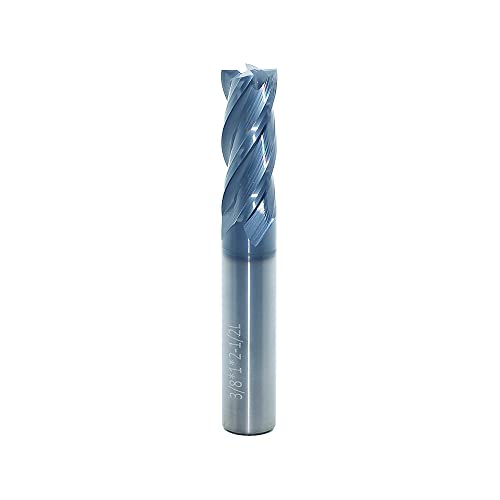 3/8" Carbide Square End Mill, 4 Flute, AlTiN Coating, 1 Pc - size: 3/8" (1 Pc), style: For Alloy Steels