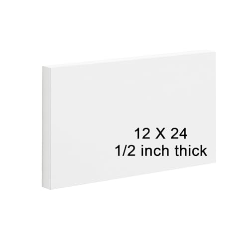 HDPE Sheet 1/2-12" x 24" High Density Polyethylene Sheets with Protective Film 1/2 Thick HDPE Plastic Sheet Board Solid Plastic Block for Flat Panel DIY Projects Machining Home (White) - color: White, size: 12“x24"x1/2"