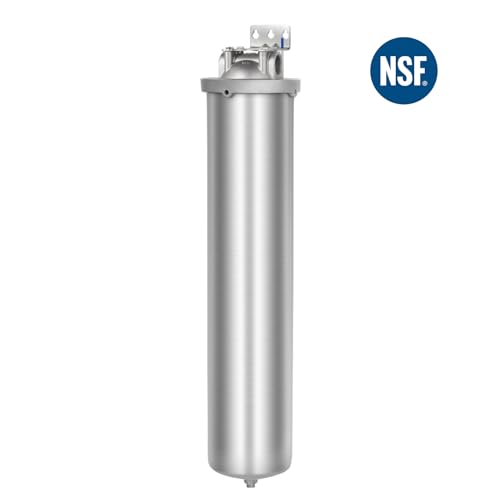 NSF/ANSI 42 Certification Big+ Stainless Steel Filter Housing for 20”Length,4.5"OD Filter Cartridge, Drain Valve Style C (Square Head) - size: 20" C Housing-1-1/2 NPT