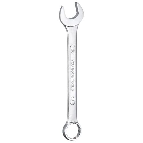HARFINGTON Metric Combination Wrench, 38mm Open End & 15-Degree Offset - size: 38mm