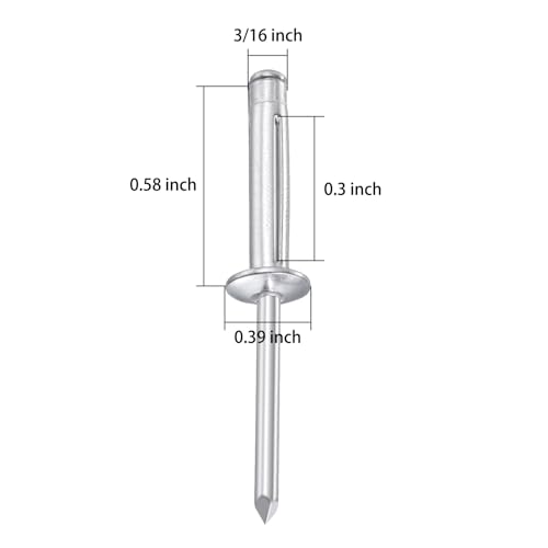 Wensilon (170 pcs) Tri-Fold Rivets Assortment 3/16 * 1/2，Tri Grip Rivets，Aluminum Blind Rivets Tri Grip Boat Kayak Rivets,Trifold Rivets，Bulb Style Rivets - color: Aluminum, size: 3/16*1/2
