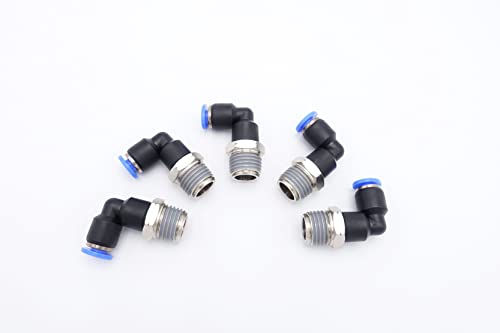 Push to Connect Fitting 5/32" Tube OD x 1/4" MNPT, Male Elbow - size: 1/4" MNPT - 5/32" OD