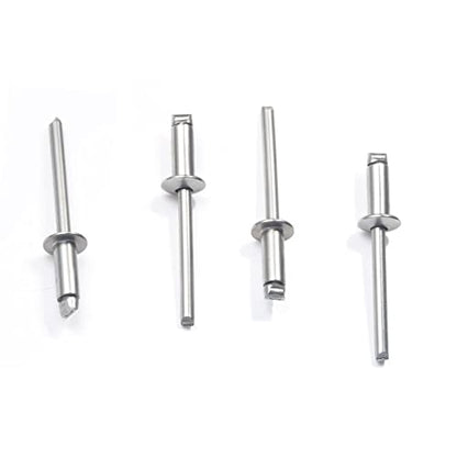 1/8" x 1/2" Stainless Steel Blind Rivets, 3.2 x 12.7mm Pop Rivets, Pack of 50 - color: Stainless Steel, size: 1/8" x 1/2"