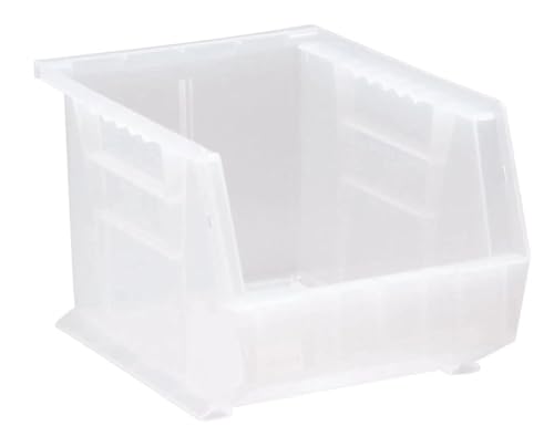 Quantum Storage QUS239 Heavy-Duty Stackable Plastic Storage Bins for Workshop, Warehouse & Garage, Ultra Stack & Hang, 10-3/4" x 8-1/4" x 7", Clear, 6-Pack - color: Clear