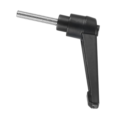 uxcell 2pcs Adjustable Clamping Lever Handle M5 x 25mm Metric 304 Stainless Steel Male Threaded Stud Hand Knobs Push Button Ratchet Rotating Screw Handles Bolts with Locking Lever Black - size: M5 x 25mm