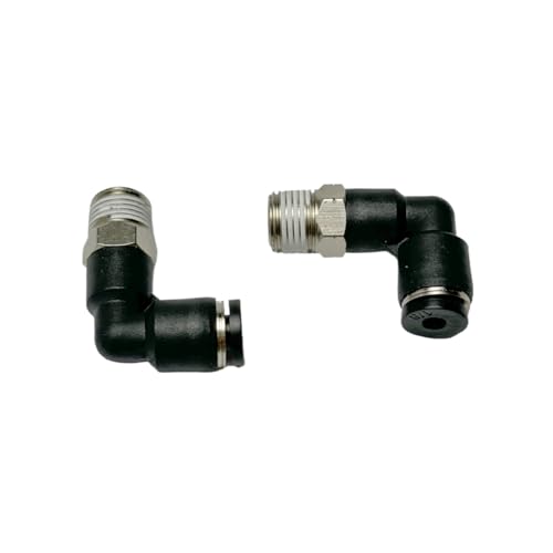 Pneumatic Elbow Push to Connect Fitting 1/8 Inch Tube OD x 1/8 NPT Male Thread,90 Degree Elbow Pneumatic Tube Connector PL1/8-N1(Pack of 10) - color: Black, size: 1/8'' OD x 1/8 NPT