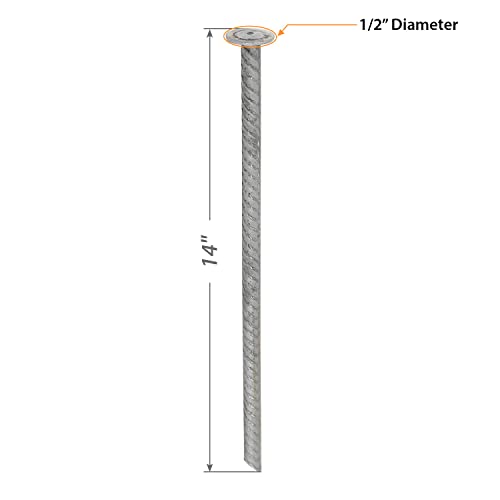 SmartSign Rebar Spikes - Pack of 40, Length 14", Diameter 1/2", Heavy Duty Metal Rebar Stakes for 6ft Parking Curbs/Wheel Stop/Speed Bump, Silver - color: 7. Rebar Spikes-Pack of 40