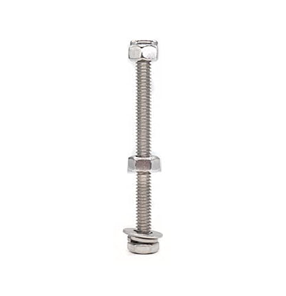 50pcs 1/4-20 x 2 Hex Bolts Spring Flat Washers Hex Nuts Nylon Inserted Lock Nuts, 304 Stainless Steel / A2-70/18-8, Plain Finish, Full Thread - size: 1/4"-20 x 2" (10-Pack)