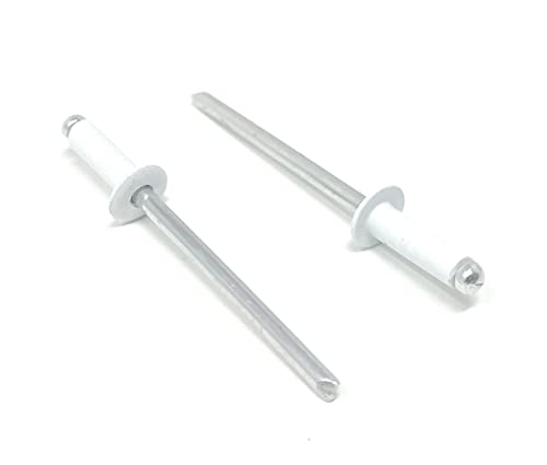 Metal Magery 100 White Aluminum Open End Pop Rivets QTY: 100 (4-4 1/8" x 1/4" (0.188-.250 Inch Grip Range))