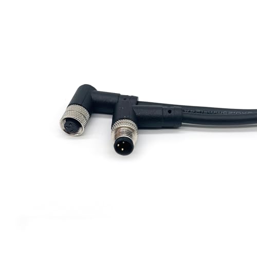 16.4Ft/5M M8 3Pin Female to Male Connector Cable A Code Right Angle Aviation Sensor Electrical PVC Industrial Cable Threaded Locking IP67 Rated 60V/3A Unshielded AWG24 - color: 3Pin, size: 5M/16.4Ft