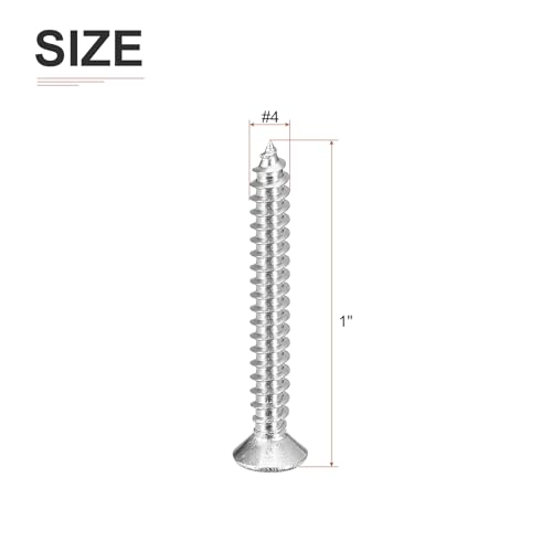 DTGN 100Pcs #4x1 Flat Head Wood Screws, 304 Stainless Steel Phillips Self Tapping Screws - Good for Woodworking, Furniture - Silver - color: Silver, size: #4x1"