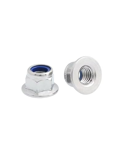 IMScrews M10 x 1.5 Flange Nuts, 304 Stainless Steel Hex Flange Lock Nuts DIN6926, Integrated Washer Base, Blue Nylon Locking Insert, Corrosion Resistant, Pack of 25 - size: M10-1.5