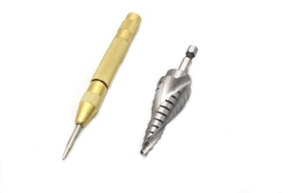 TEMO M35 Cobalt Spiral Step Drill Unibit Bit 3/16-7/8" 12 Size+Center Punch - size: 3/16" - 7/8" + punch, style: Spiral