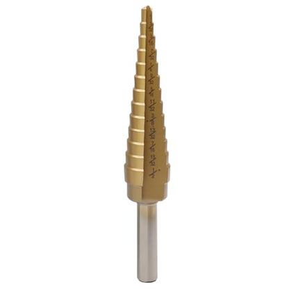 Uenhoy Titanium Step Drill Bit 1/8"-1/2" 13 Sizes HSS for Metal Plastic - size: 1/8 to 1/2 Inch