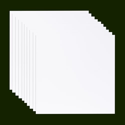 10 Pcs 8”X8” White Opaque Rigid Plastic Sheet, 0.02 inch Thick PVC Sheet 200mm x 200mm for Office DIY Cutting - color: White