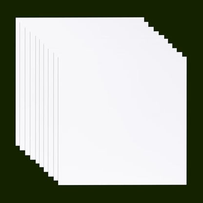 10 Pcs 8”X8” White Opaque Rigid Plastic Sheet, 0.02 inch Thick PVC Sheet 200mm x 200mm for Office DIY Cutting - color: White