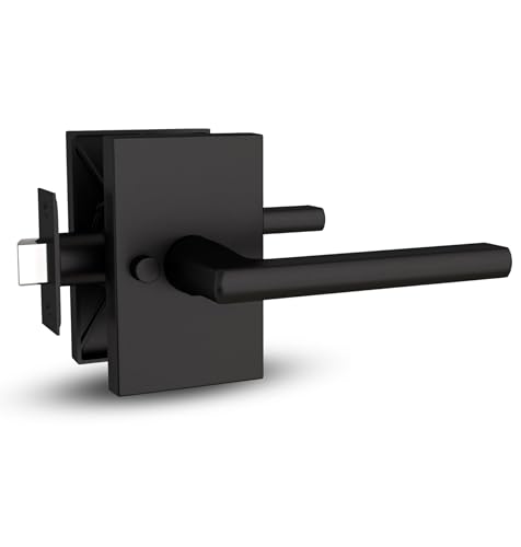 Mega Handles Glamor Privacy, Lever & Lock Door Handle Set for Hallway, Closet and Bathroom, Keyless Lock, Heavy Duty Door Levers, Fits All Standard Door Sizes, Screws Included - Matte Black (1 Pack) - color: Matte Black